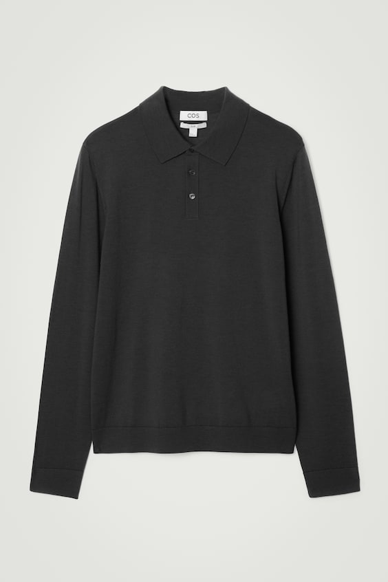 HM SCHMAL GESCHNITTENES POLOSHIRT AUS MERINOWOLLE Limitierter Zeitrabatt