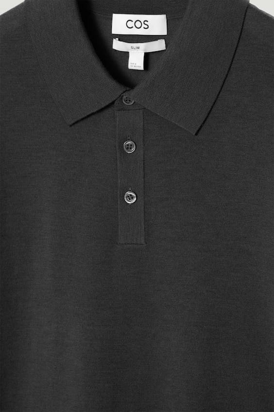 HM SCHMAL GESCHNITTENES POLOSHIRT AUS MERINOWOLLE Limitierter Zeitrabatt