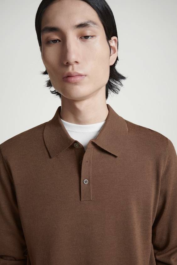 HM SCHMAL GESCHNITTENES POLOSHIRT AUS MERINOWOLLE Günstig kaufen
