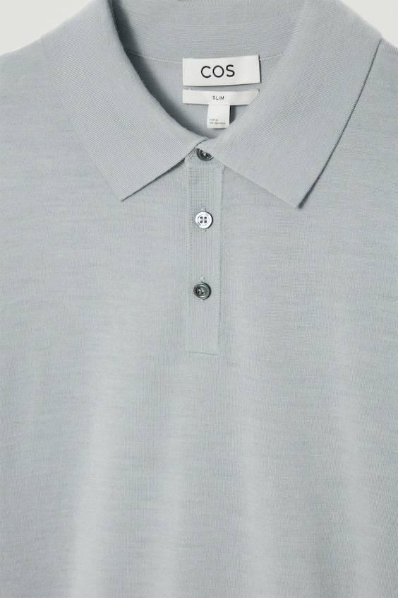 HM SCHMAL GESCHNITTENES POLOSHIRT AUS MERINOWOLLE Begrenztes Angebot