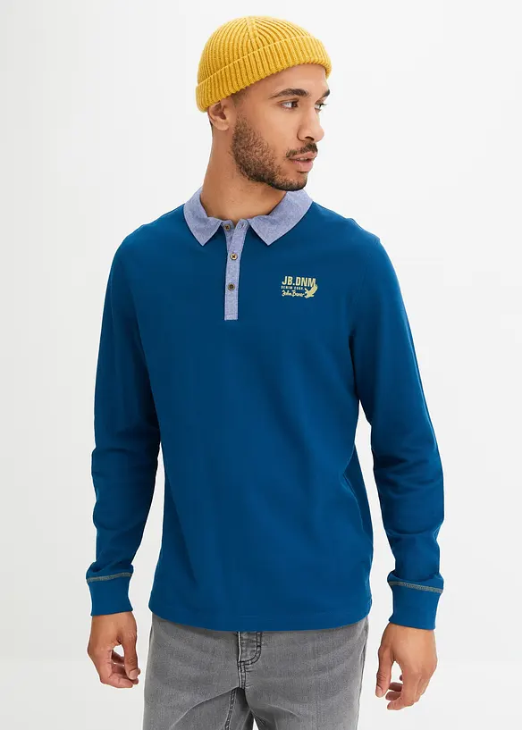 John Baner JEANSWEAR Piquè-Poloshirt aus Bio-Baumwolle, Langarm Tägliche Deals