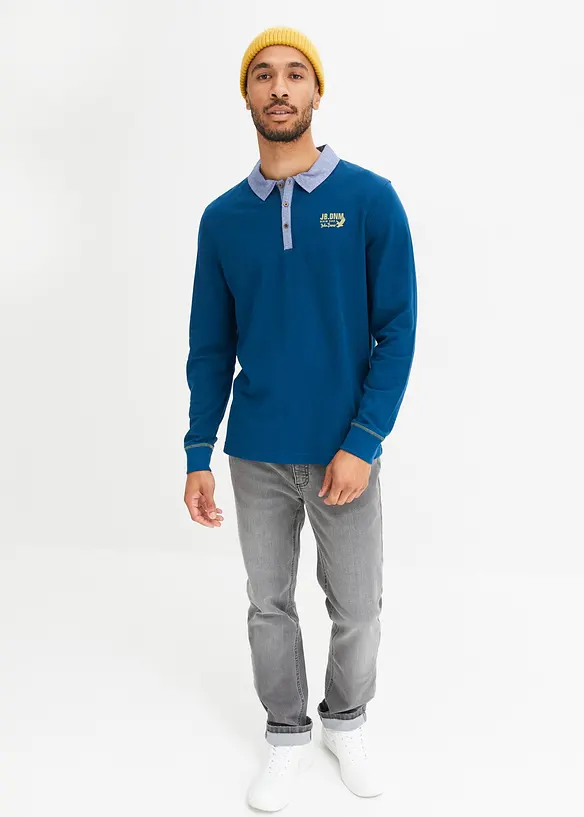 John Baner JEANSWEAR Piquè-Poloshirt aus Bio-Baumwolle, Langarm Tägliche Deals