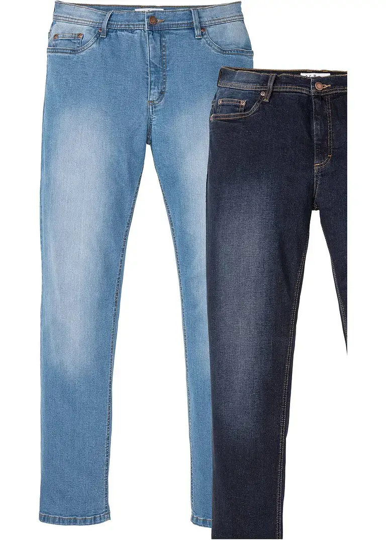 bonprix Regular Fit Stretch-Jeans, Straight (2er Pack) 50% Rabatt mit kostenlosem Versand