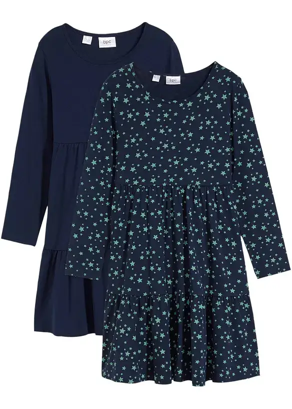 bpc bonprix collection Mädchen Jerseykleid mit Bio-Baumwolle (2er Pack) Neueste Mode
