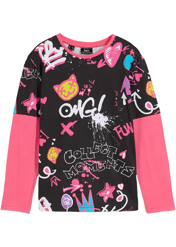 bpc bonprix collection Mädchen Shirt im Lagenlook aus Bio-Baumwolle Begrenzte Freigabe