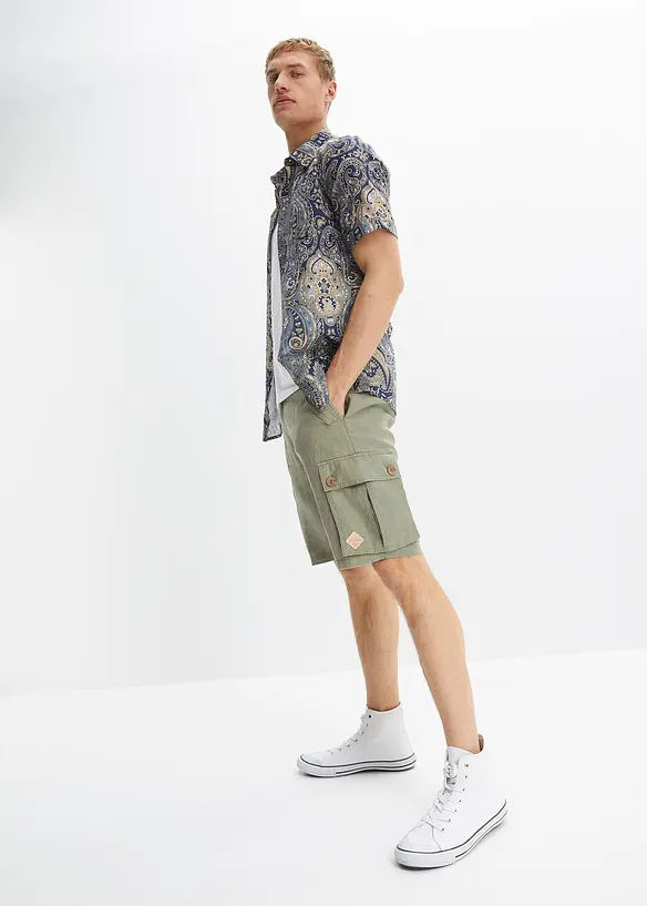 John Baner JEANSWEAR Cargo-Bermuda aus Leinen, Loose Fit Großer Ausverkauf