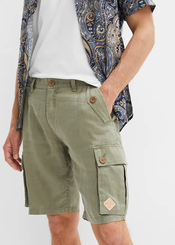 John Baner JEANSWEAR Cargo-Bermuda aus Leinen, Loose Fit Großer Ausverkauf