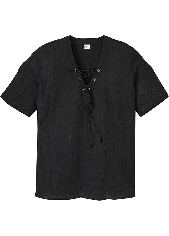 John Baner JEANSWEAR Schlupf-Kurzarmhemd mit Schnürung