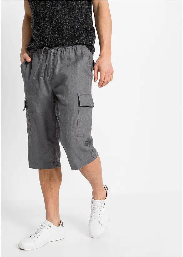 bonprix Schlupf-Cargo-Bermuda mit Leinen, Regular Fit Black Friday