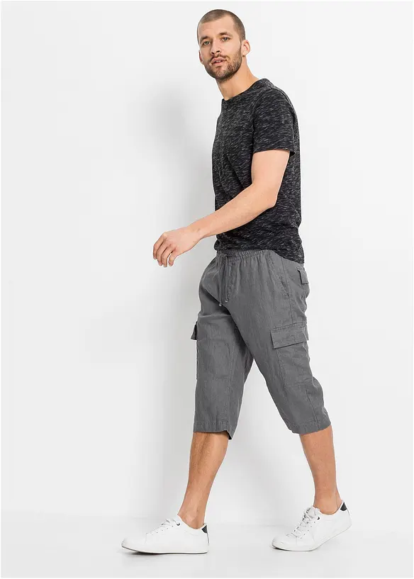 bonprix Schlupf-Cargo-Bermuda mit Leinen, Regular Fit Black Friday
