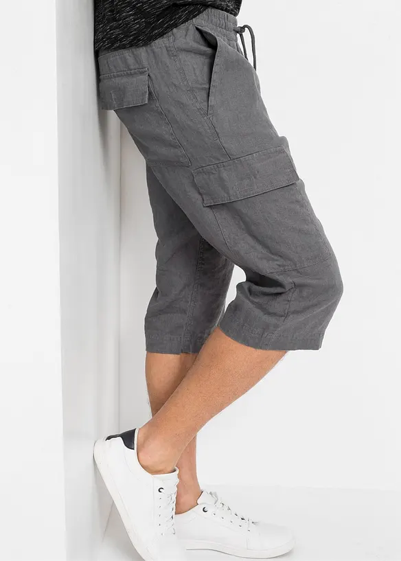 bonprix Schlupf-Cargo-Bermuda mit Leinen, Regular Fit Black Friday