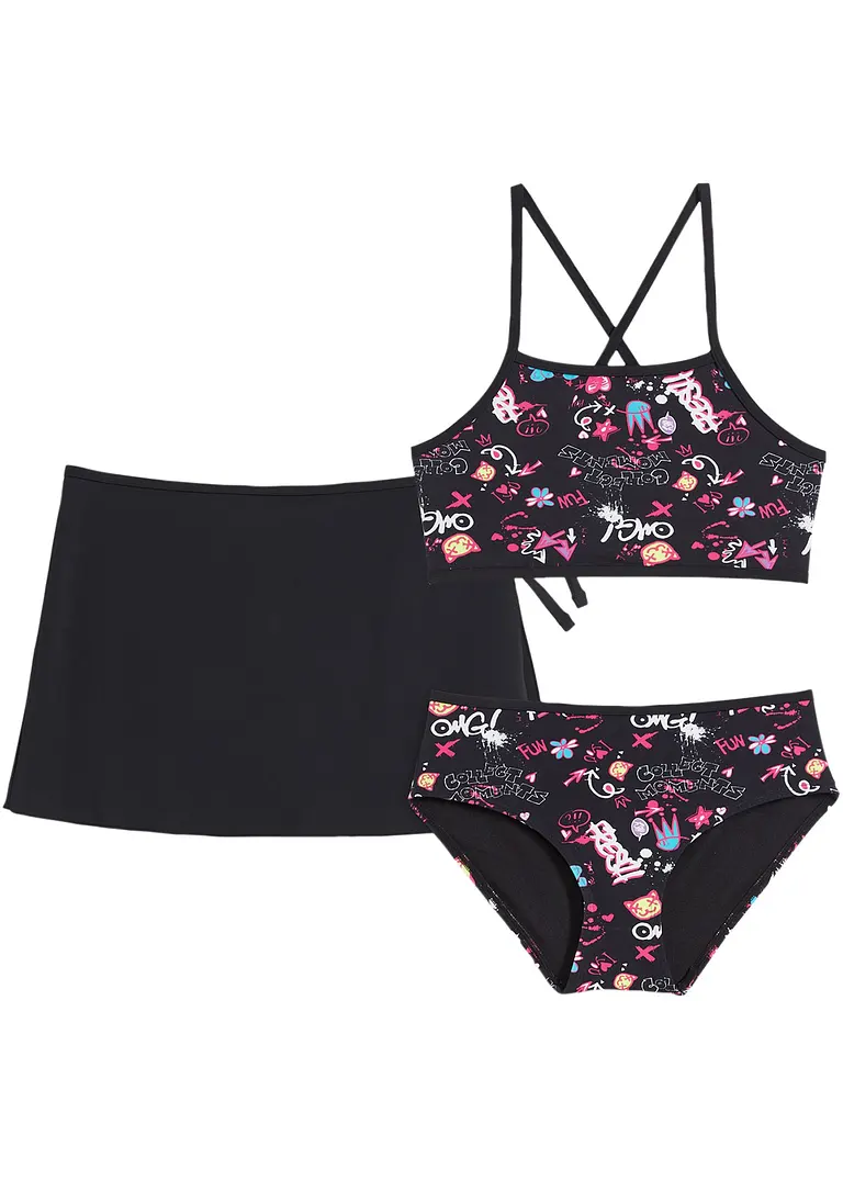 bonprix Mädchen Bikini mit Rock (3-tlg.Set) Neueste Stile