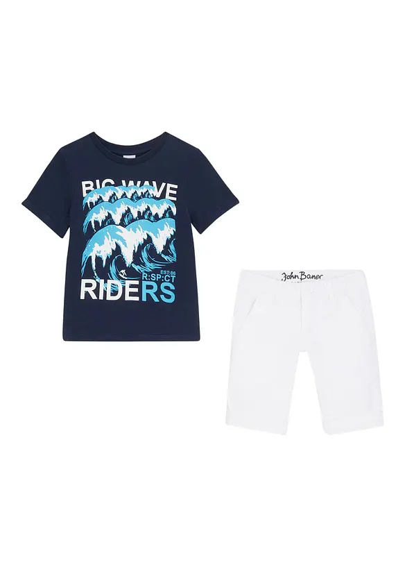 John Baner JEANSWEAR Jungen Stretch Shorts mit T-Shirt (2-tlg.Set) JETZT KAUFEN