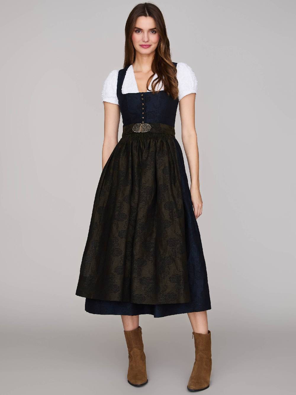Limberry Indigoblaues Dirndl mit floralem Muster - MONIKA INDIGOBLAU Begrenztes Angebot