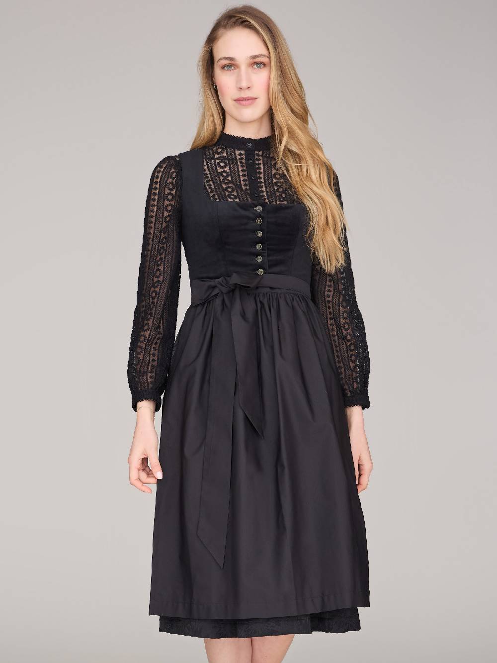 Limberry Schwarzes Dirndl mit Knöpfen - GEORGINA ANTIQUE BLACK Black Friday