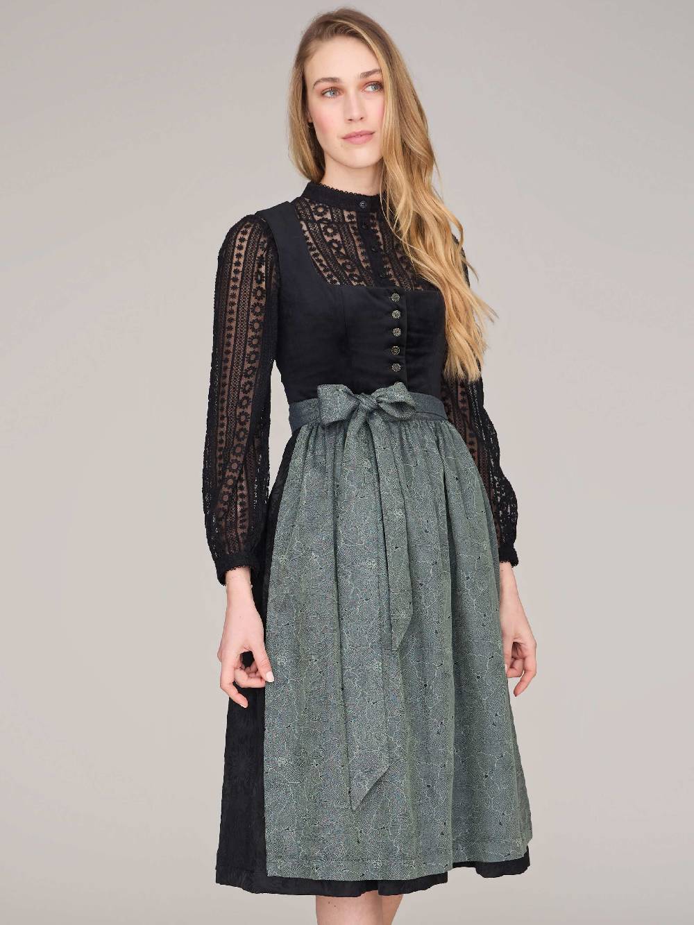 Limberry Schwarzes Dirndl mit Knöpfen - GEORGINA ANTIQUE BLACK Black Friday