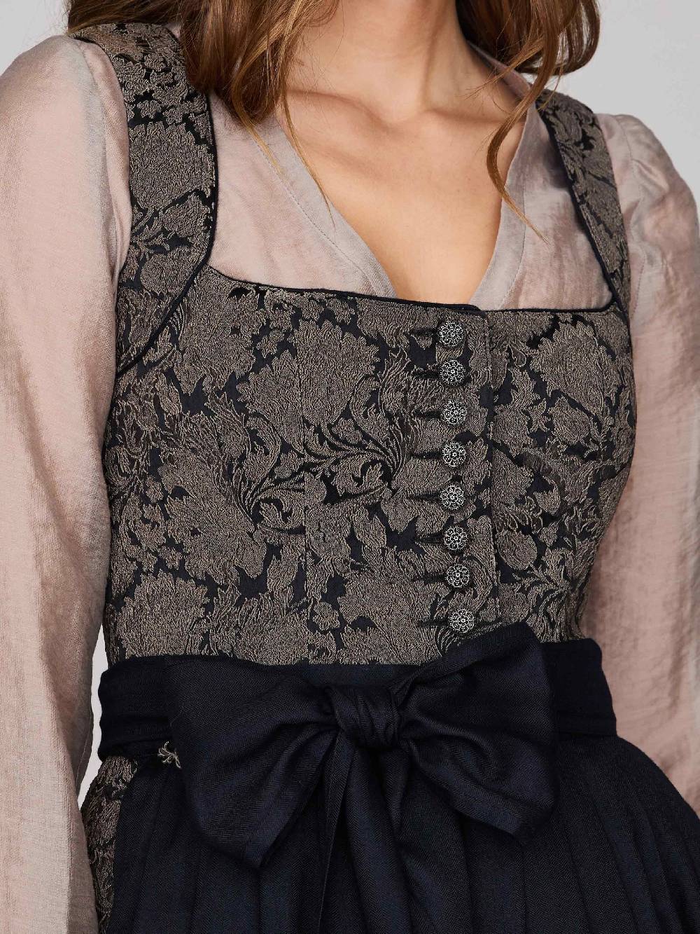 Limberry Schwarz gemustertes Dirndl - HEDI BLACK FOLKLORE Osterangebot