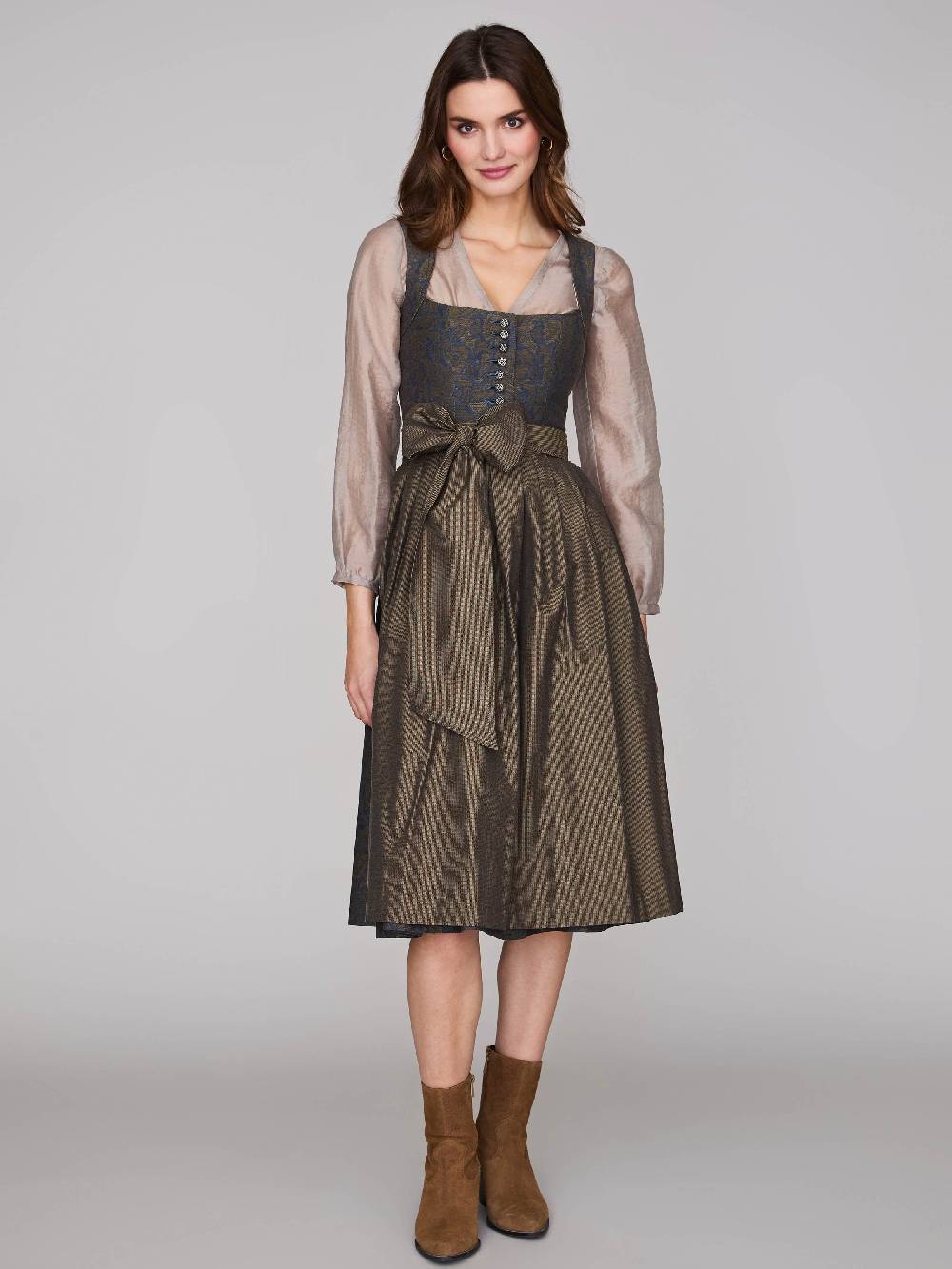 Limberry Braunes Dirndl mit floralem Muster - HEDI BRASS FOLKLORE Valentinstagsangebot