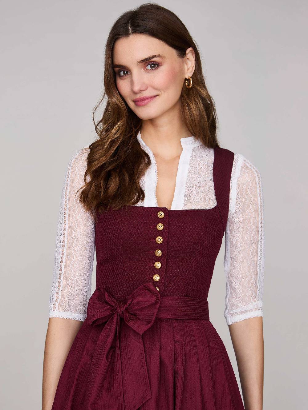 Limberry Bordeauxrotes Dirndl mit plissiertem Rock - HEDI PLISSEE BORDEAUX Lagerräumung