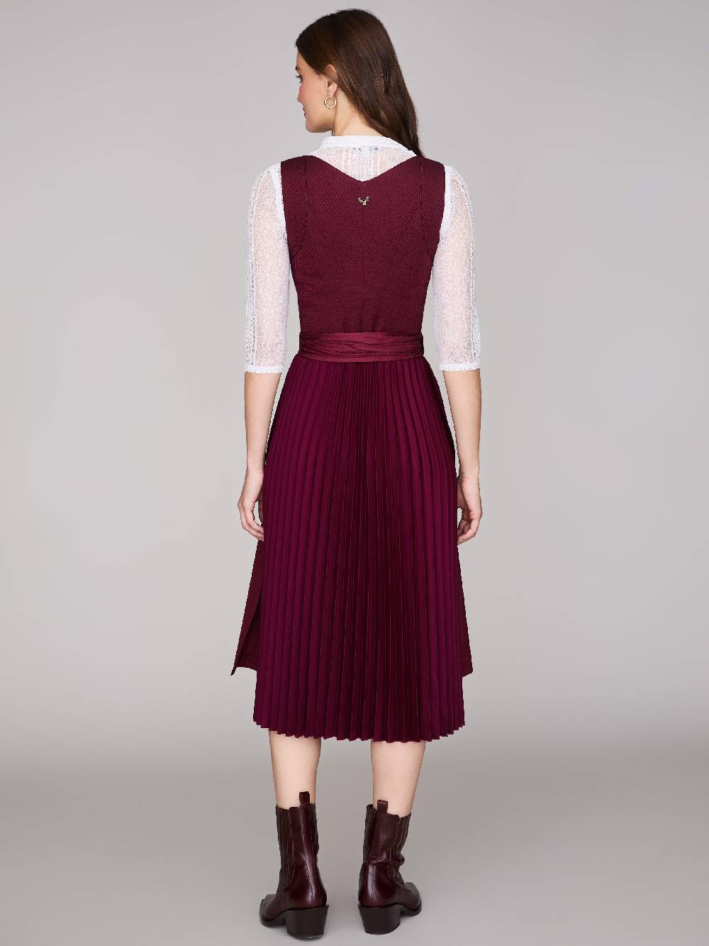 Limberry Bordeauxrotes Dirndl mit plissiertem Rock - HEDI PLISSEE BORDEAUX Lagerräumung