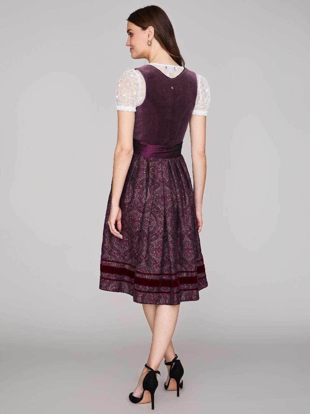 Limberry Pflaumenfarbenes Samtdirndl mit Zierschnalle - SARAH PLUME Heißer Verkauf