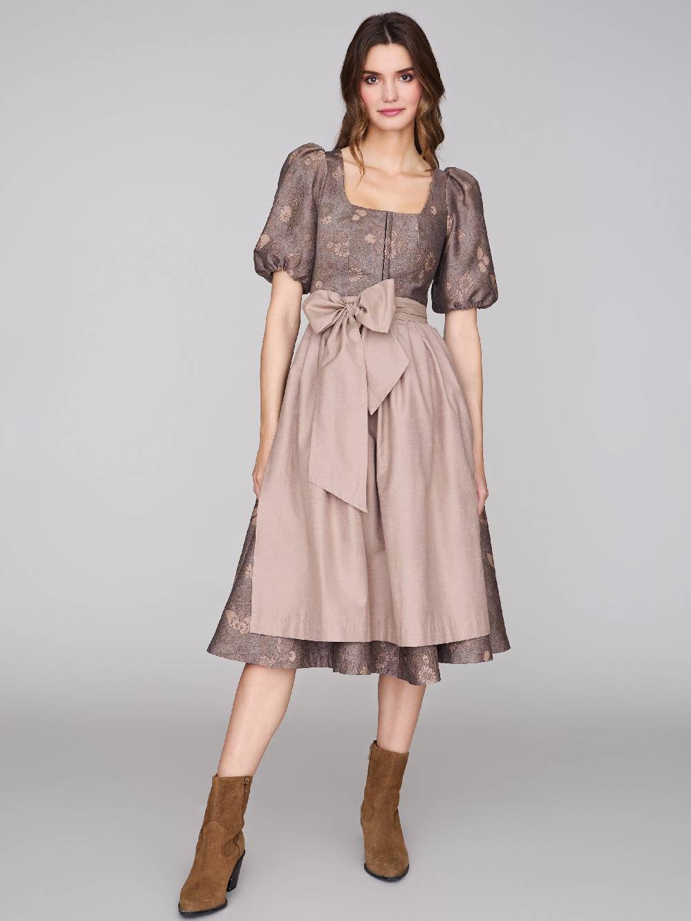 Limberry Nussbraunes Dirndl mit Puffärmeln - PAULINE MUTED MARON Online Outlet