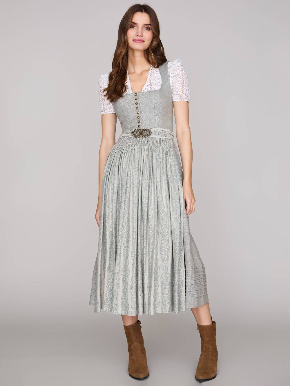 Limberry Hellgraues Dirndl aus Leinen - MONIKA CLOUD BLUE JADE Exklusive Angebote