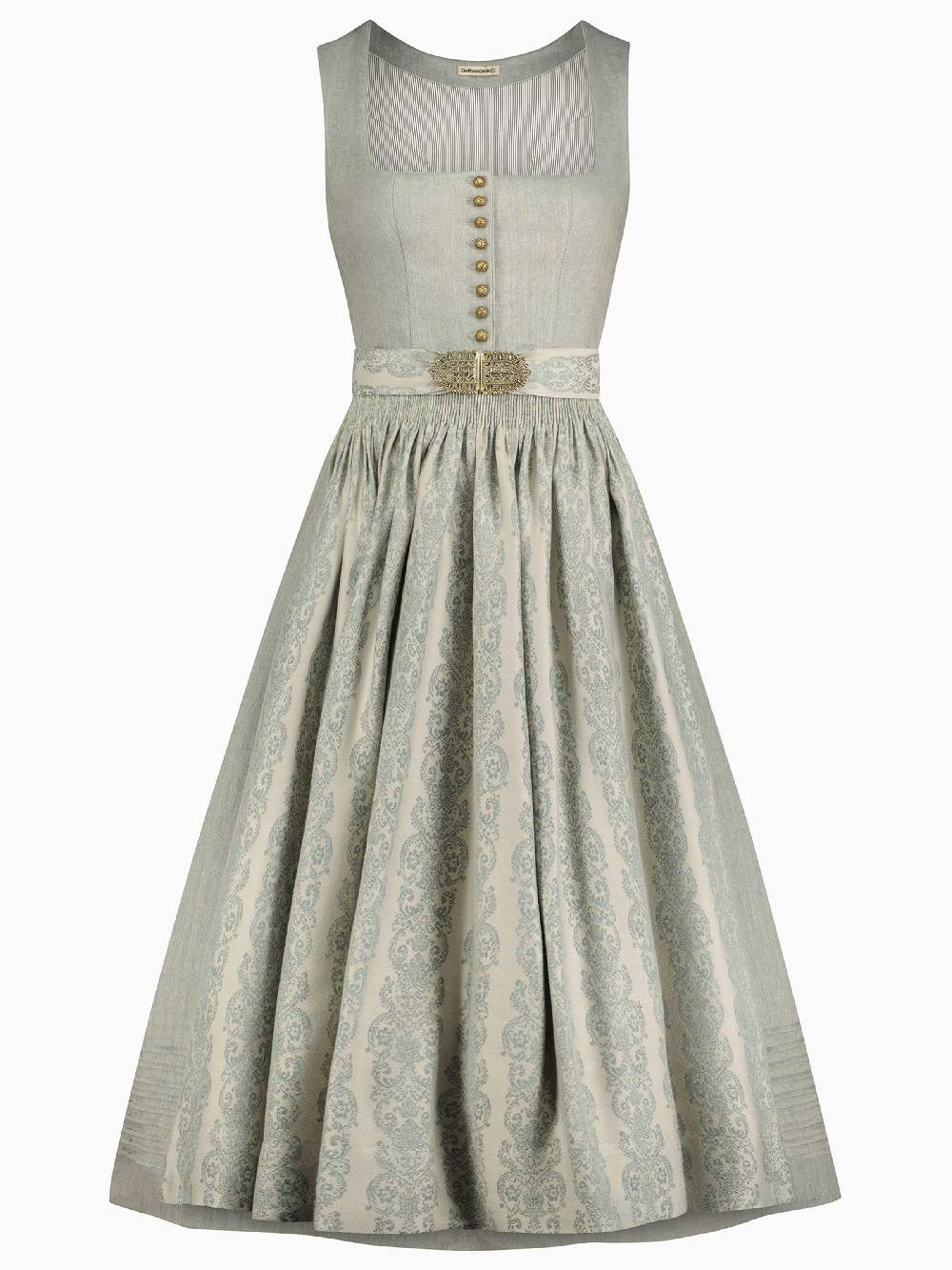 Limberry Hellgraues Dirndl aus Leinen - MONIKA CLOUD BLUE JADE Exklusive Angebote