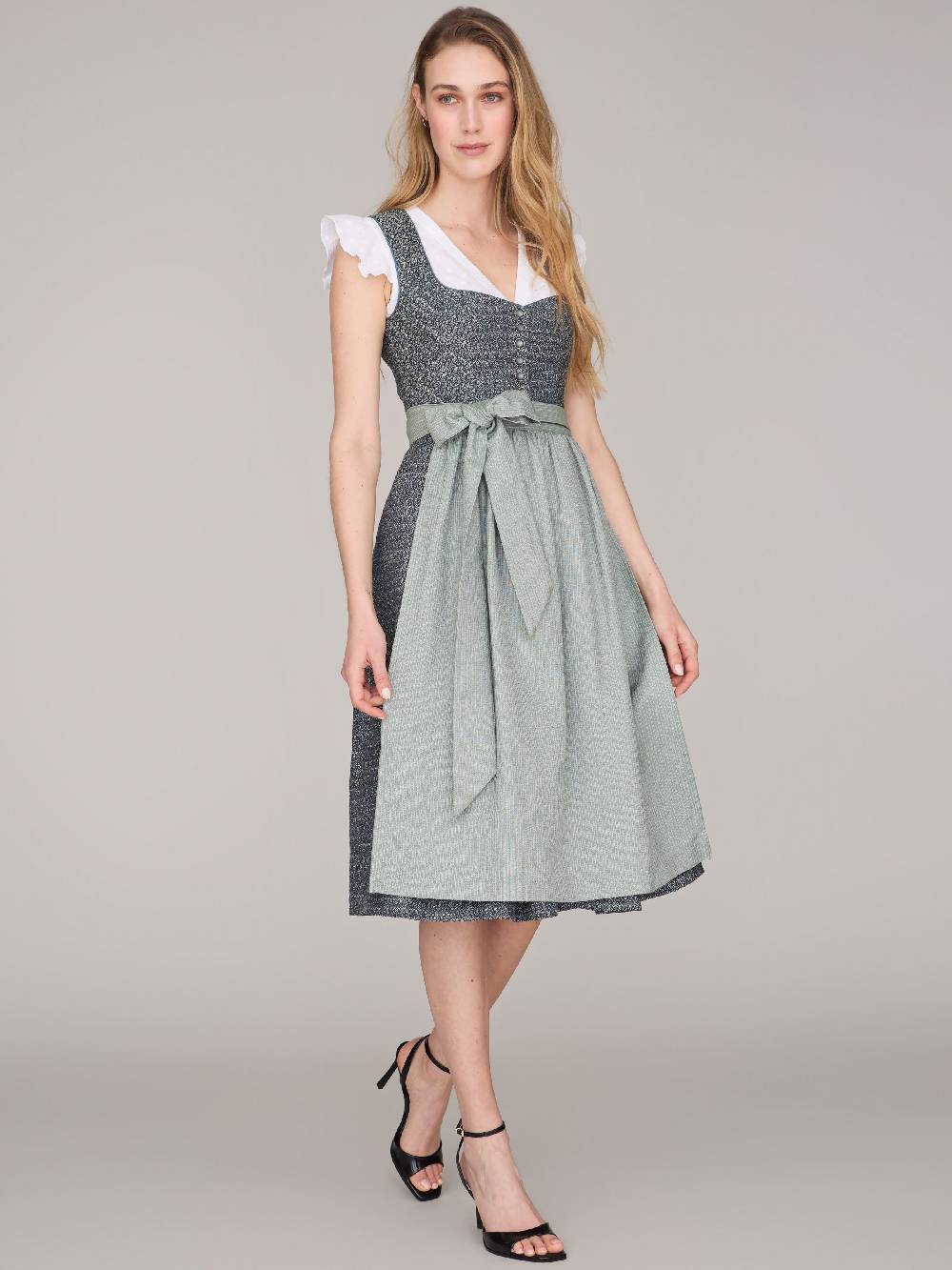 Limberry Blaues Dirndl mit Knöpfen - JOSIE STORMY SKY Räumungsverkauf