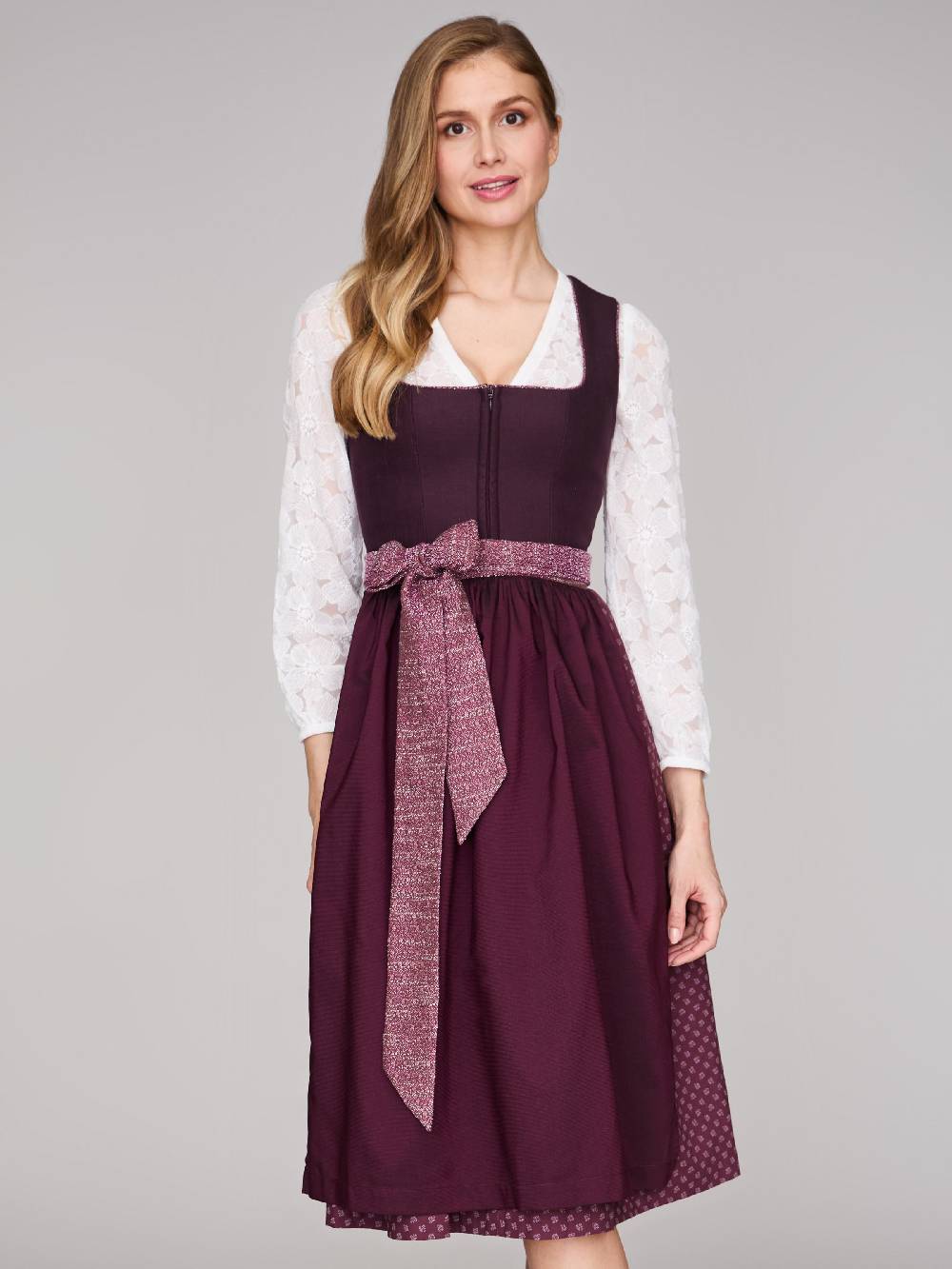 Limberry Beeren-farbenes Dirndl mit Leinen-Mieder - ADA FIG Tägliche Deals
