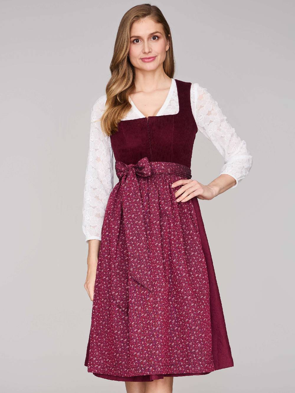 Limberry Burgunderrotes Dirndl mit Cord-Mieder - TIA VINTAGE BURGUNDY Wochenangebot