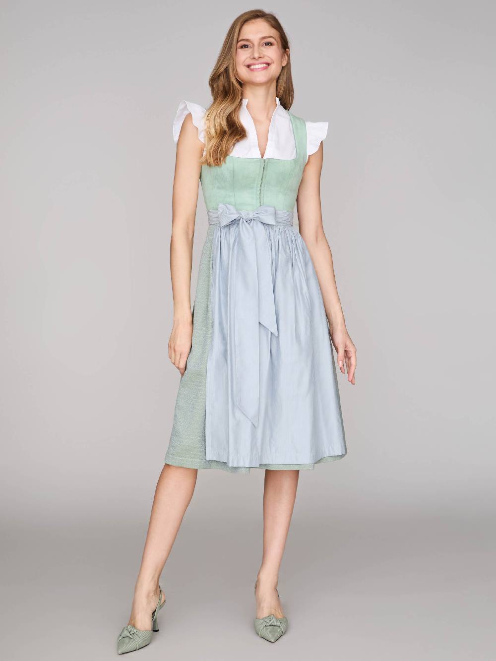 Limberry Mintgrünes Dirndl mit Velours-Mieder - ISOBEL FROSTY GREEN Letzte 3 Tage