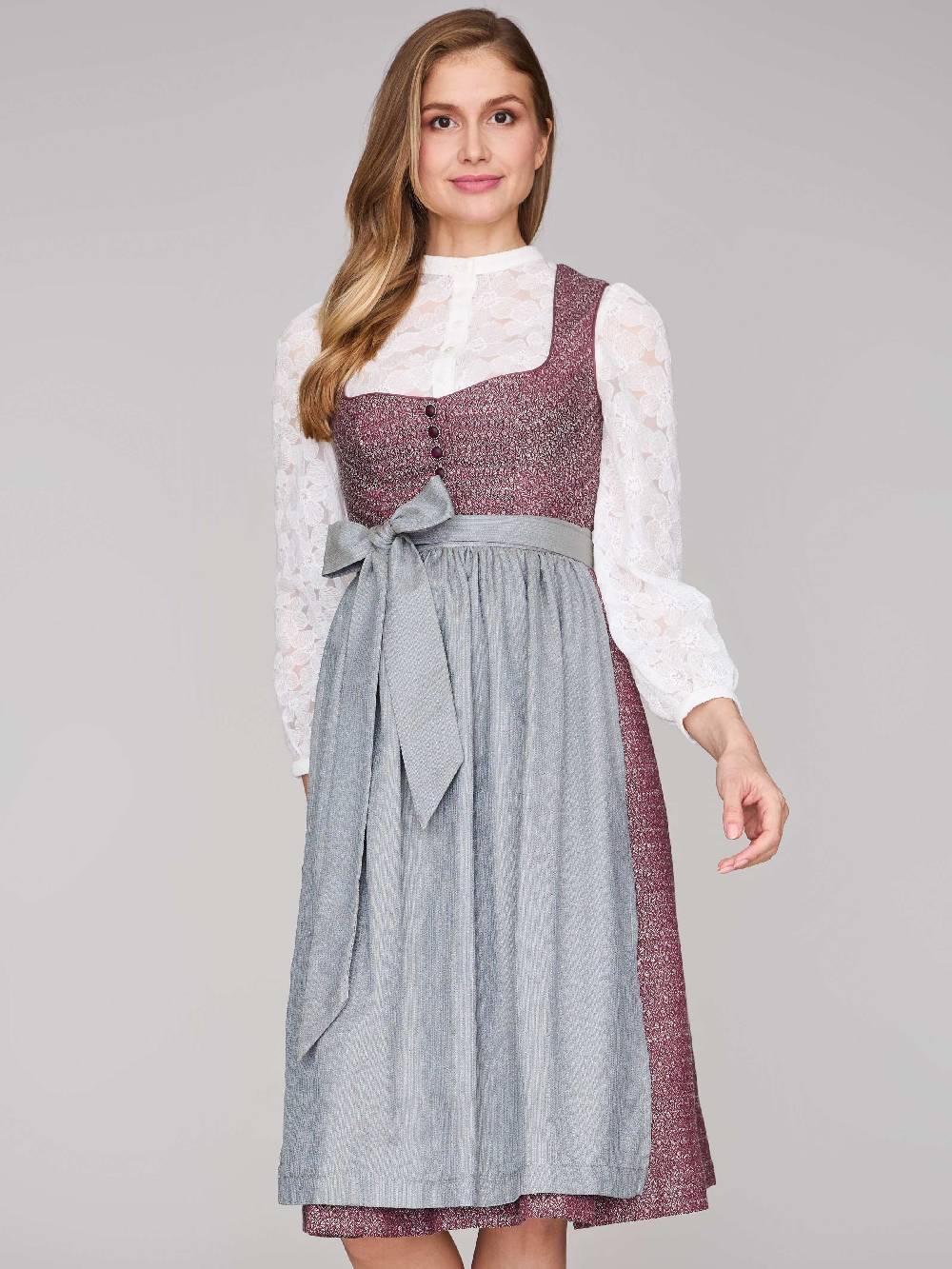 Limberry Rubinrotes Dirndl mit Knöpfen - JOSIE POMEGRANATE Zeitbegrenzte Promotion