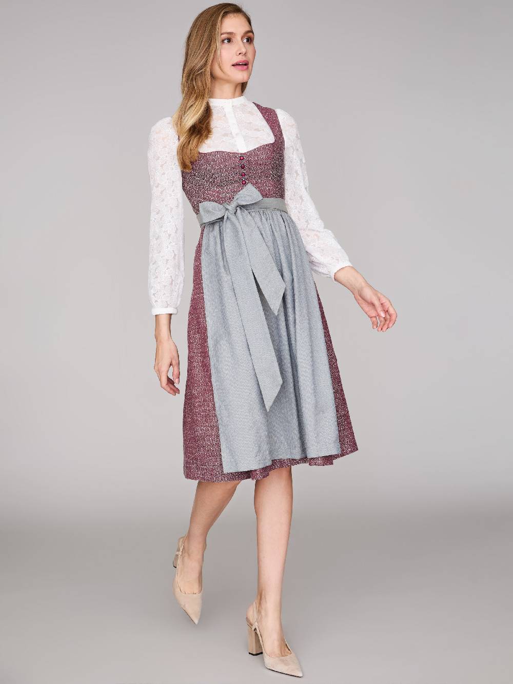 Limberry Rubinrotes Dirndl mit Knöpfen - JOSIE POMEGRANATE Zeitbegrenzte Promotion