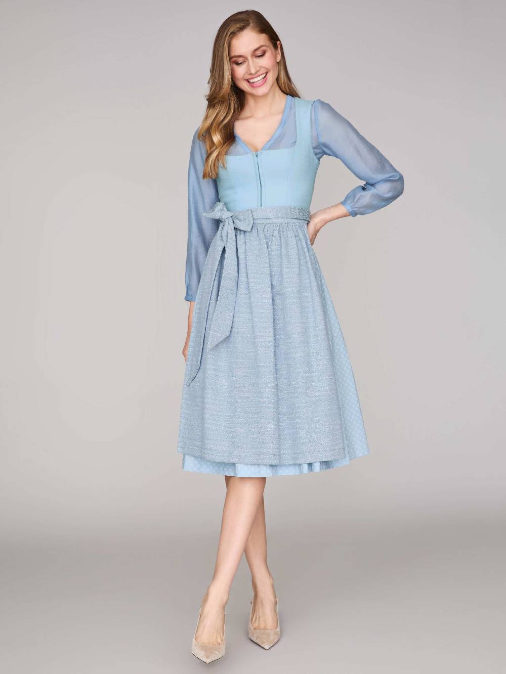 Limberry Hellblaues Dirndl mit Leinen-Mieder - ADA COOL BLUE Bis zu 60% Rabatt
