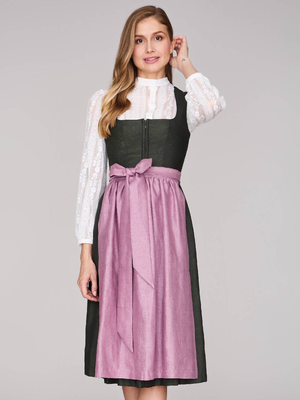 Limberry Dunkelgrünes Dirndl mit floralem Muster - CECILY PINE FLOWER Nur für heute