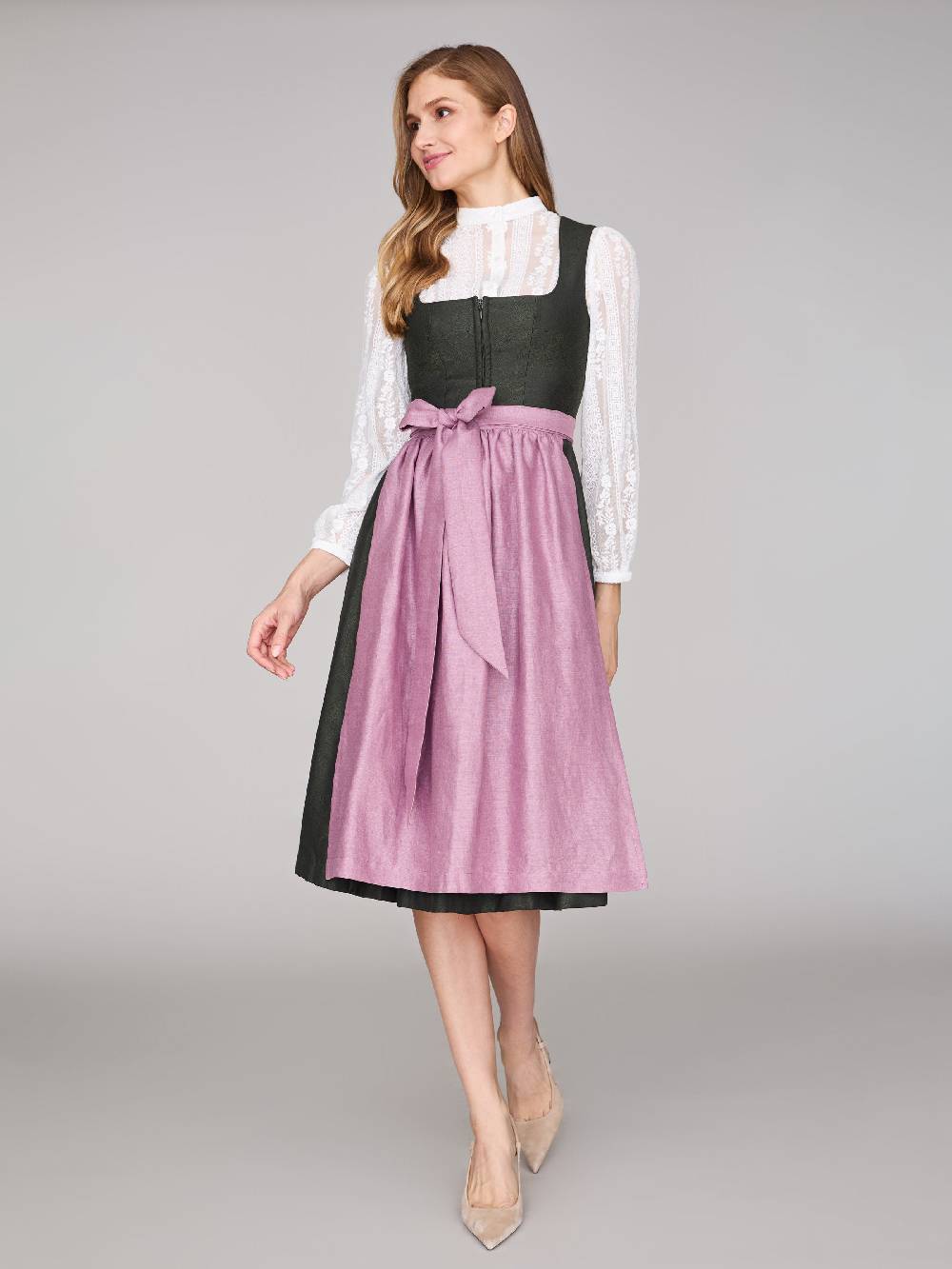 Limberry Dunkelgrünes Dirndl mit floralem Muster - CECILY PINE FLOWER Nur für heute