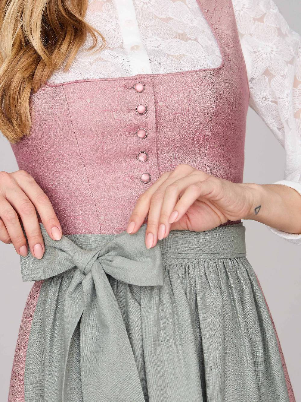 Limberry Rosa-farbenes Dirndl mit Knöpfen - FELICITY ASH ROSE Sonderangebot der Fabrik