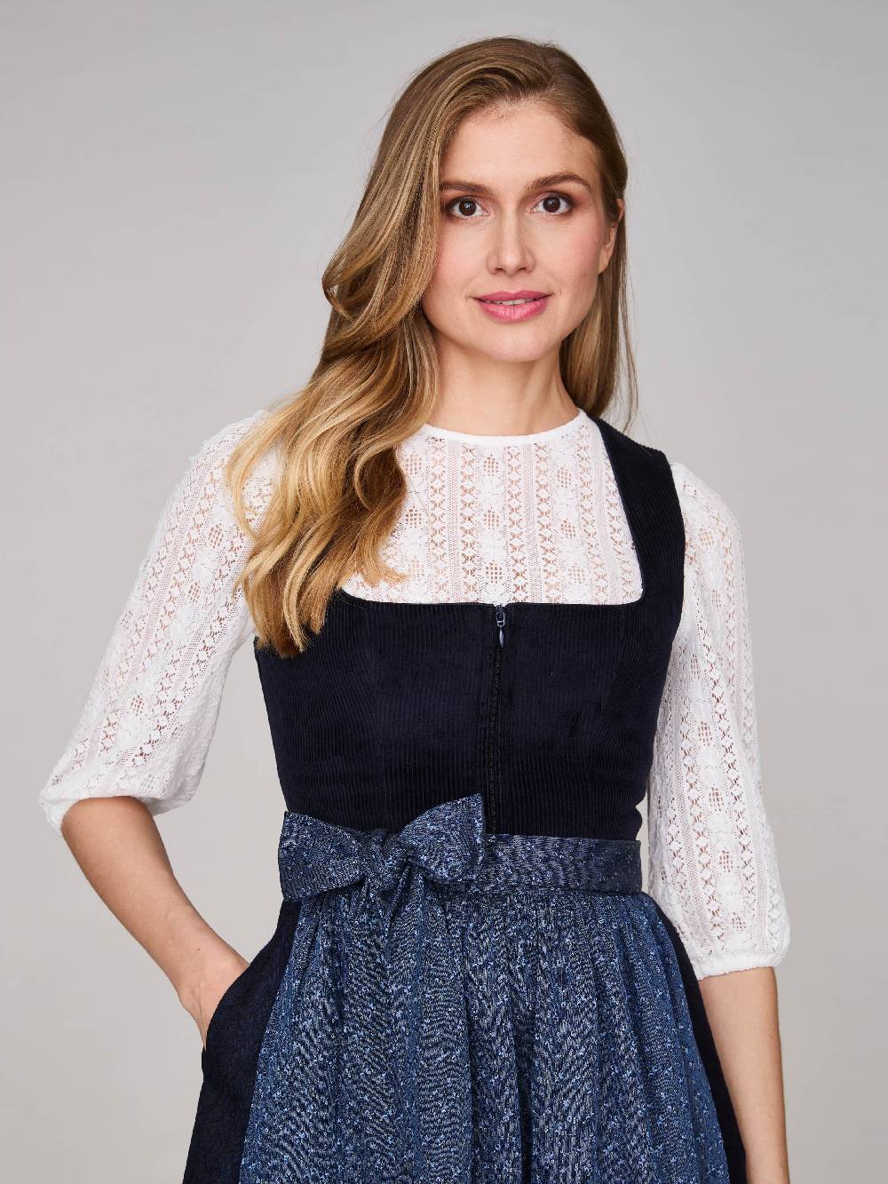 Limberry Dunkelblaues Dirndl mit Cord-Mieder - TIA NIGHT SKY Discount Store für neue Produkte