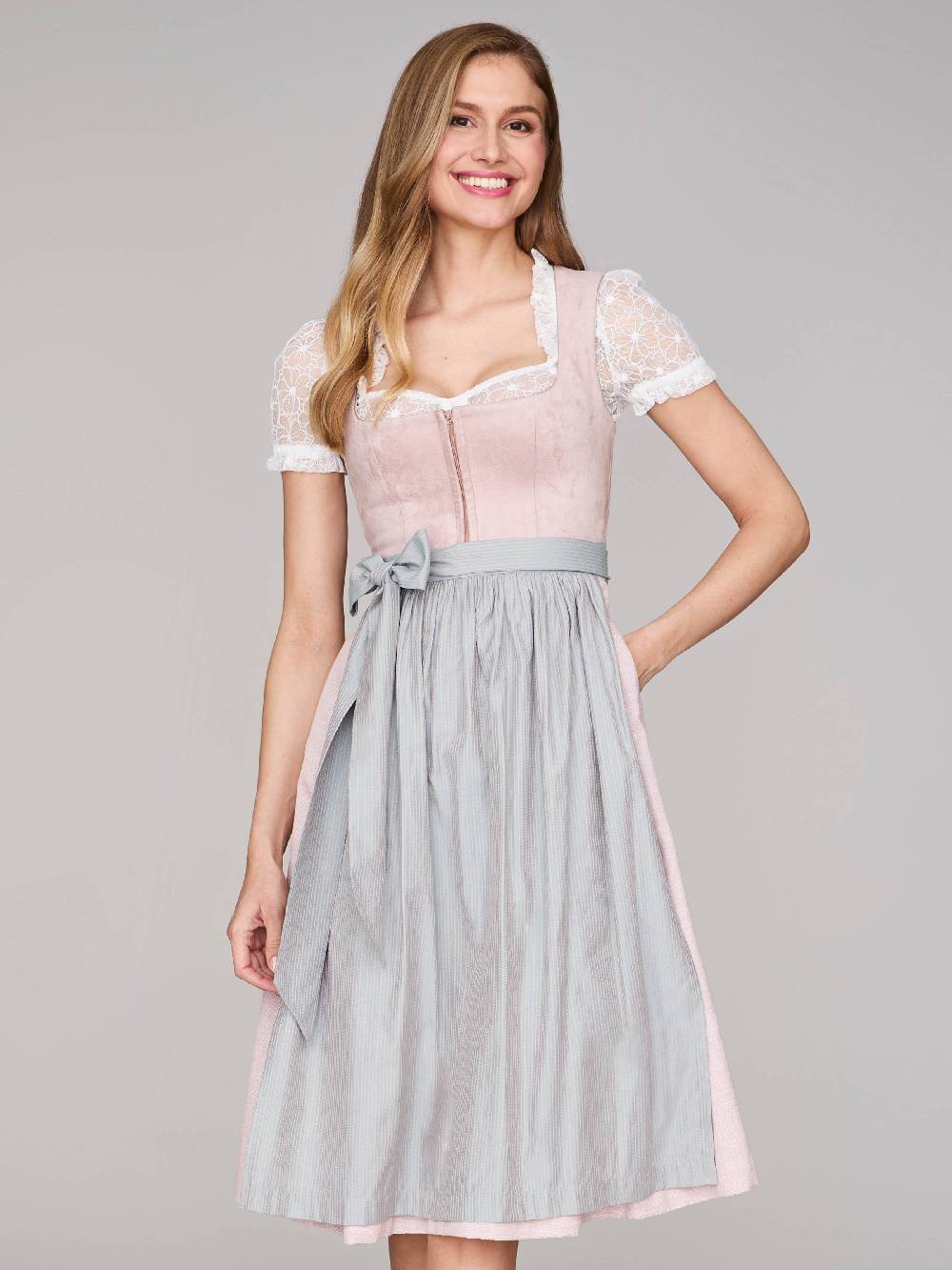 Limberry Rosé-farbenes Dirndl mit Velours-Mieder - ISOBEL VINTAGE ROSE Clearance-Verkauf