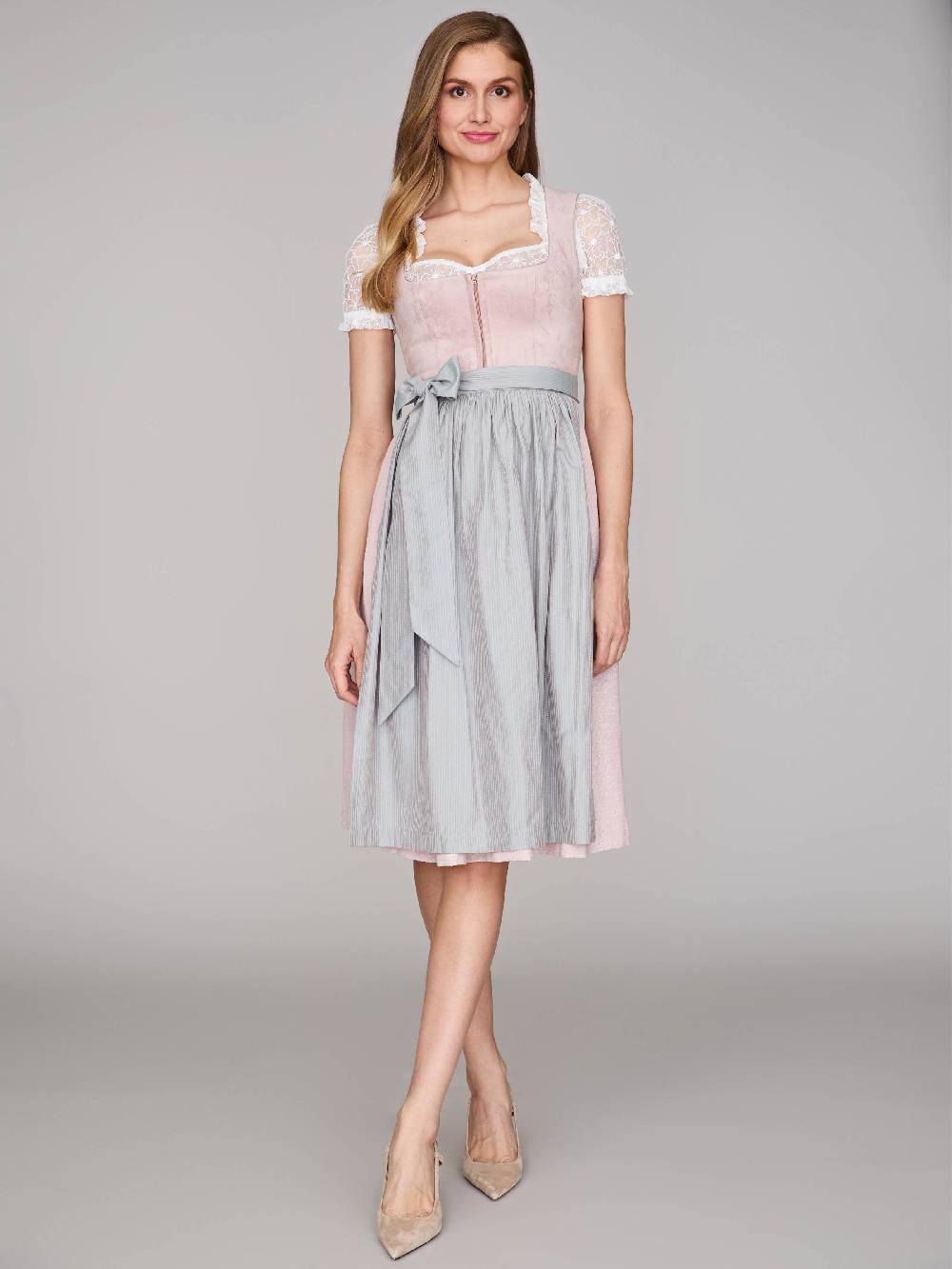 Limberry Rosé-farbenes Dirndl mit Velours-Mieder - ISOBEL VINTAGE ROSE Clearance-Verkauf