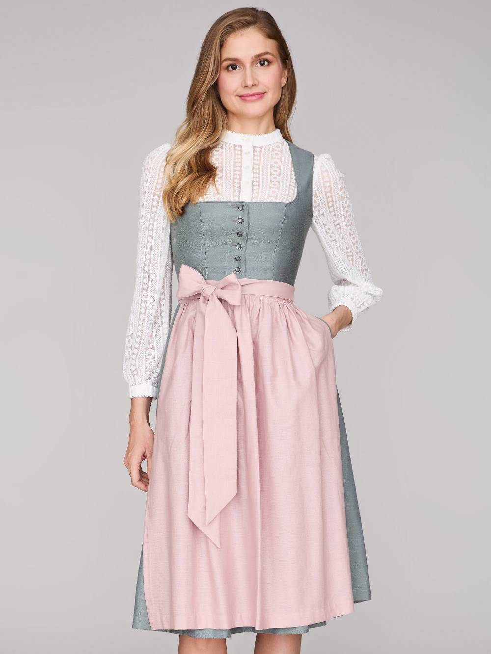 Limberry Salbeigrünes Dirndl mit Knöpfen - FELICITY AGAVE GREEN Begrenzt auf 3 Tage