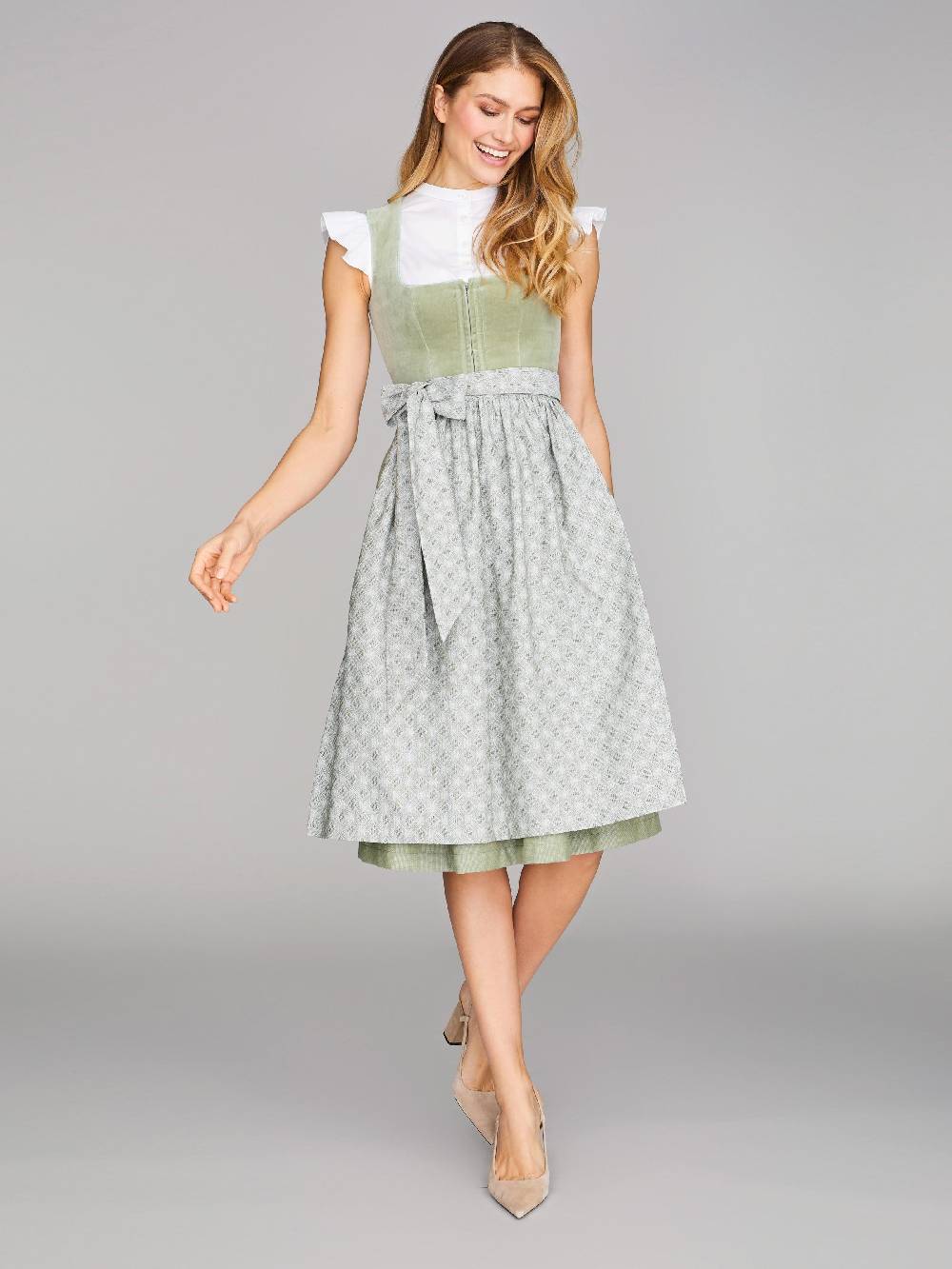 Limberry Salbeigrünes Dirndl mit Samt-Mieder - ROMEE DESERT SAGE Fabrikverkauf
