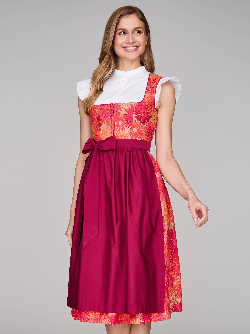 Limberry Pinkes Dirndl mit Blumenmuster - DAHLIA GERANIUM Limitierter Zeitrabatt