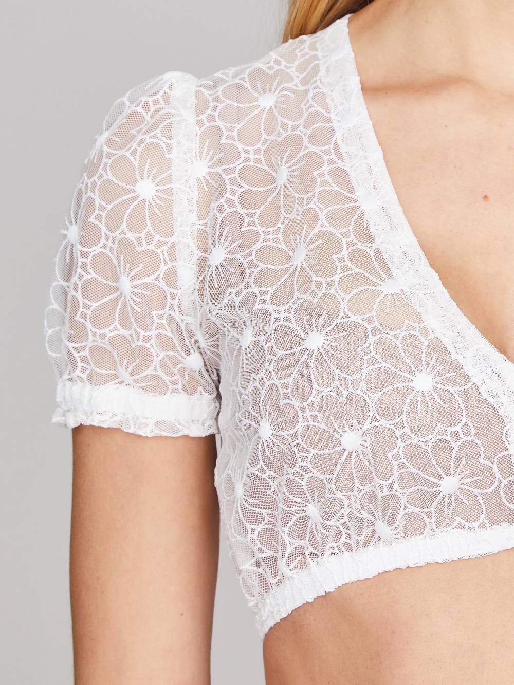 Limberry Weiße Dirndlbluse mit V-Ausschnitt - TORY Online Shopping