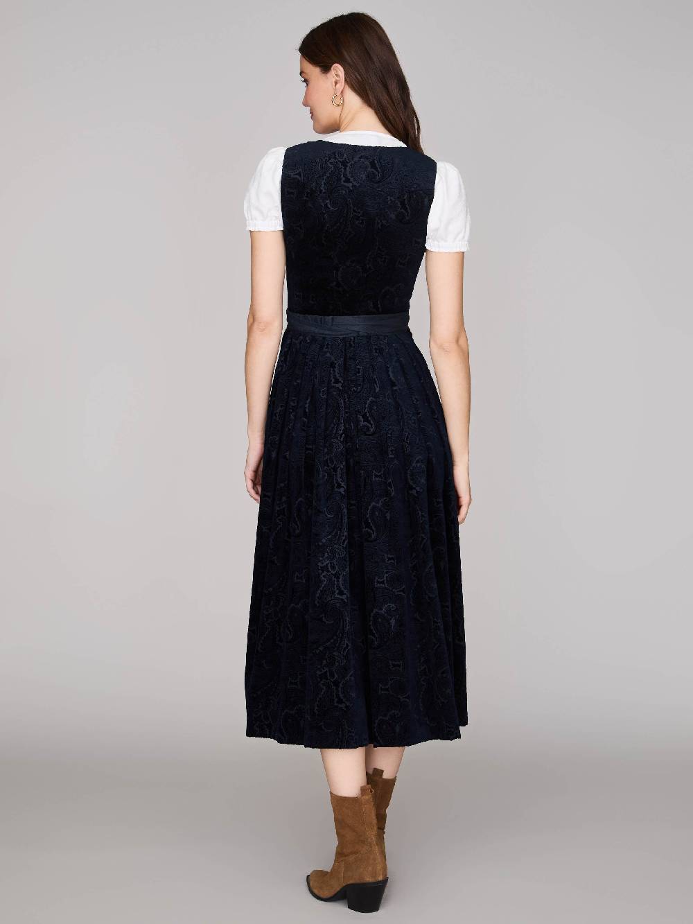 Limberry Nachtblaues Dirndl aus gemustertem Samt - MONIKA NACHTBLAU Black Friday