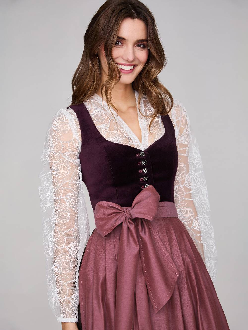 Limberry Mauvefarbenes Dirndl mit Samt-Mieder - JANNI DARK MAUVE Lagerräumung