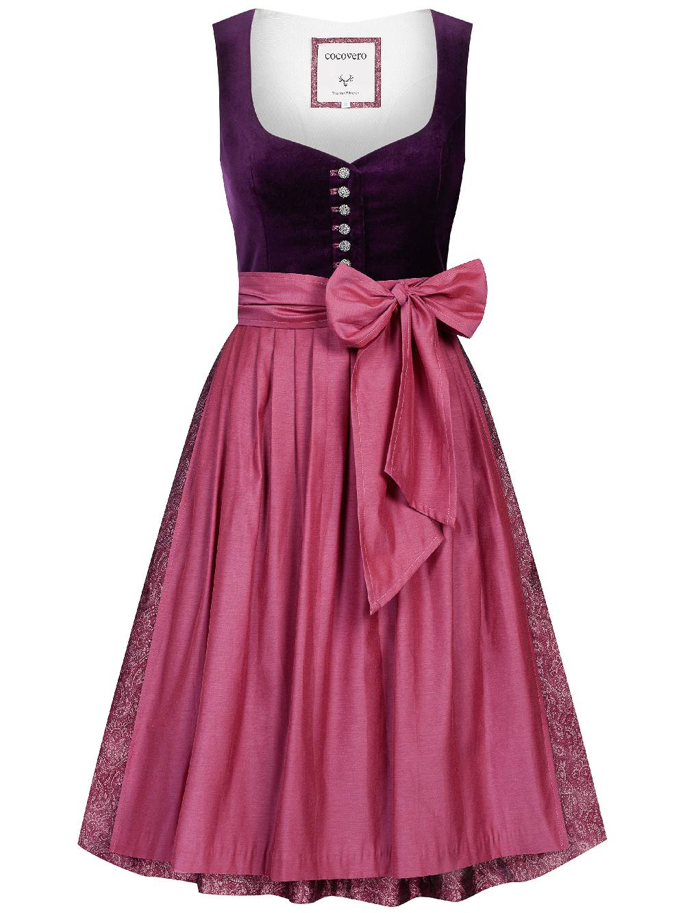 Limberry Mauvefarbenes Dirndl mit Samt-Mieder - JANNI DARK MAUVE Lagerräumung