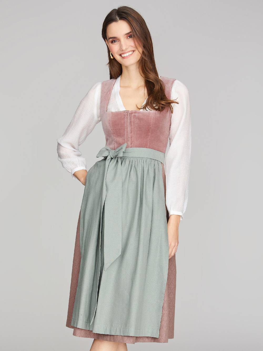 Limberry Rosa-farbenes Dirndl mit Samt-Mieder - DELILAH DUSTY ROSE VIP-Rabatte