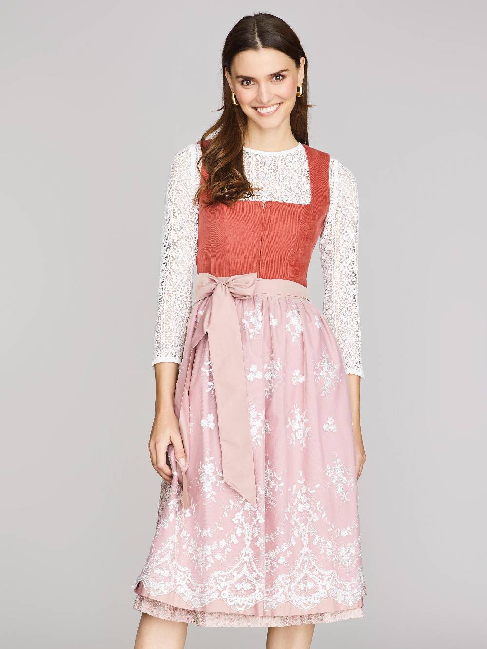 Limberry Coral-farbenes Dirndl mit Cord-Mieder - CAMILLE DUSTY ROSE Bis zu 50% Rabatt